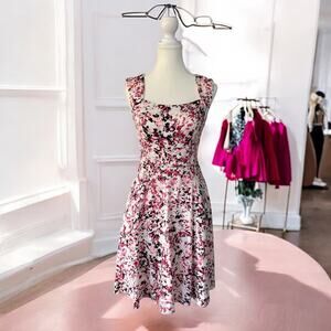 White House Black Market Floral Soft A Line Dress Sz 00